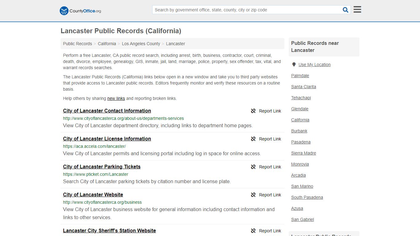 Public Records - Lancaster, CA (Business, Criminal, GIS ...